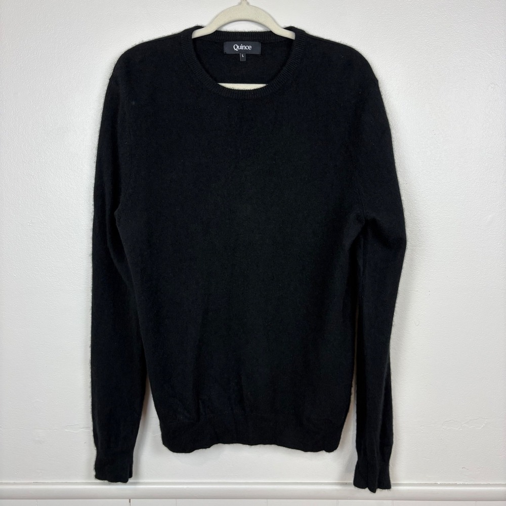 Quince Womens Cashmere Sweater Size L Black Long Sleeve Crewneck Classic Luxe - Picture 11 of 13